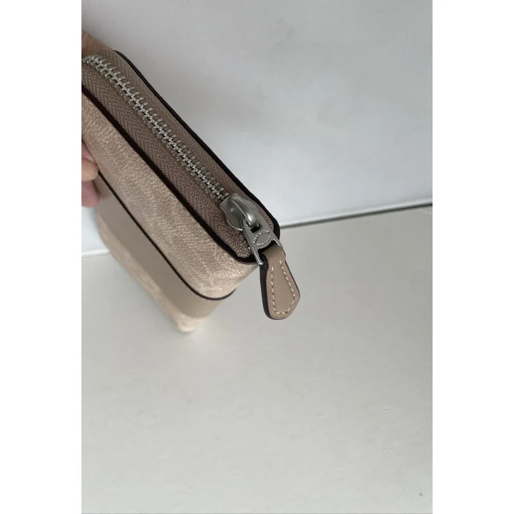 Coach Long Zip Around Wallet  CW947 Tan Signature Coated canvas